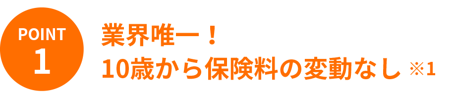 業界唯一!10歳からの保険料の変動なし