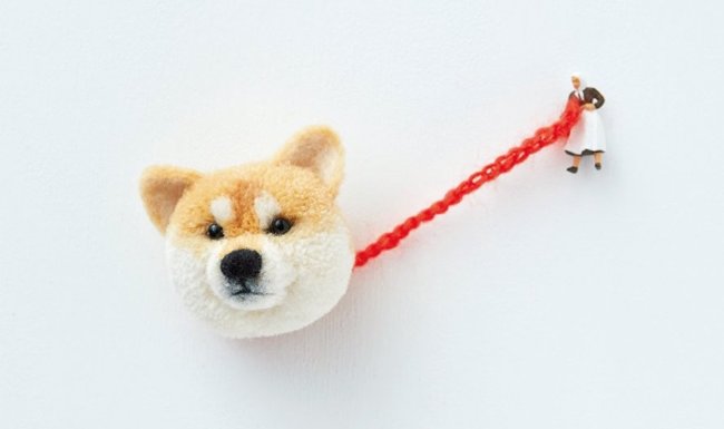 犬ぽんぽん:毛糸を巻いてつくる表情ゆたかな動物