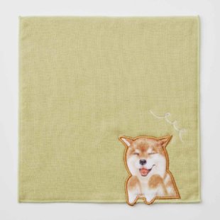 ふわふわワンコのガーゼタオルハンカチ（赤柴）